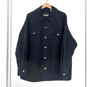 Levi's Premium Oversized Quilted Caviar Jacket / Shacket, Black/Dark Navy, Large